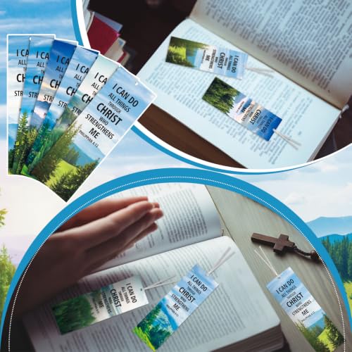 Dispowreath 60 Pcs I Can Do All Things Through Christ Bookmarks Religious Philippians 4: 13 Bookmarks Church Exchange Gifts for Men & Women Sunday School Vbs Church Prizes Party Favors - style: I Can Do All Things Through Christ