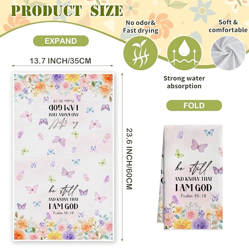 Christian Butterflies Kitchen Towels, Bible Wildflowers Dish Towel for Kitchen Bathroom, Pink Floral Decorative Hand Towels, Religious Fast Drying Tea Towel, Spring Gifts Home Decor-S10 - color: Christian Butterflies