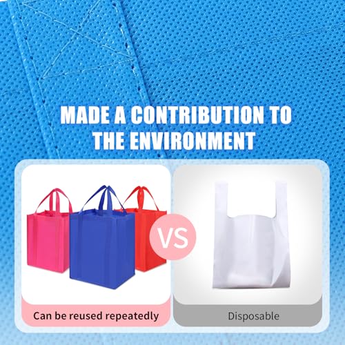 12 Pack Heavy Duty Reusable Grocery Bags - Large Shopping Totes Reinforced Handles, Holds 40 lbs, Foldable and Washable (Dark Blue) - color: Dark Blue