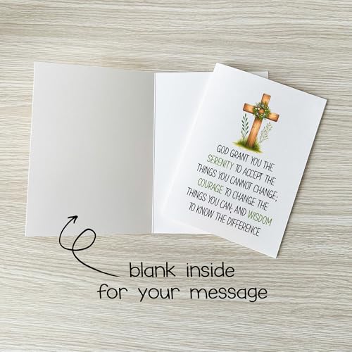 God Grant You the Serenity Bible Verse Encouragement Greeting Card Blank Inside Meaningful Motivational Message for Christian Lover Church Member Friend Coworker Family Member - color: God Grant You The