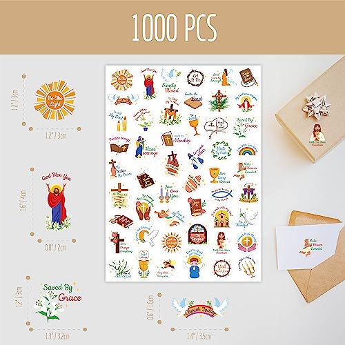 1000 PCS Bible Verse Stickers, Clear Inspirational Pray Stickers Encouraging Scripture Decals Jesus Christian Religious Faith Labels for Scrapbooks Bottles Computer Planner Diary Album Kids Adults - color: Colour Text & Image Version-a