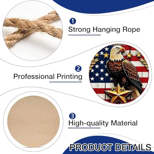 250th Anniversary USAFront Door Sign 3D America Eagle 4th of July Door Sign 250 Years of Freedom Wreath Patriotic Independence Hanger Wooden Wall Decor 1776-2026 Hanging Signs for Home Porch Outdoor Decor - color: ID2