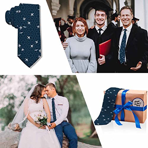 Black Dots Men's Neckties Retro Classic Circle Geometry Men's Tie for Mens Teens Business Work Casual Wedding Party - color: Aircraft