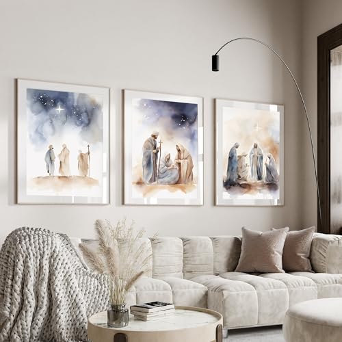 KERAXL Jesus Poster Canvas Christian Wall Art Religious Wall Decor God Picture Prints For Home Decor (8×12 inch,Set of 3,Unframed)