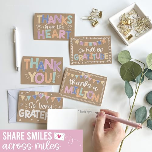 24 Bulk Thank You Cards with Envelopes Blank Cute Thank You Cards - style: Kraft Colorful 24 pcs