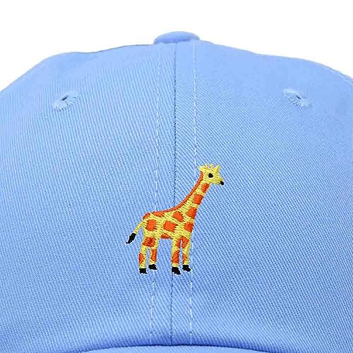 DALIX Giraffe Embroidered Dad Hat Cotton Baseball Cap Women - color: Light Blue