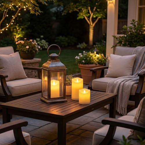 Solar Candles Outdoor Waterproof, Flameless LED Pillars Candles, Set of 3 - size: 3.25" × 4"/5"/6" (3-Pack)