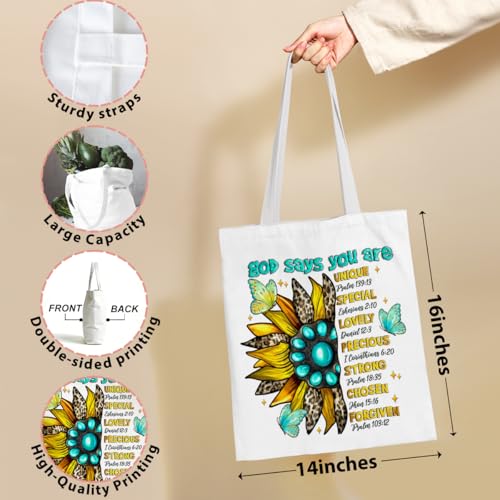 Tote Bag,Canvas Tote, Reusable Grocery Shopping Bag Aesthetic Shoulder Bag for Work, Beach, Camping 03 - color: Godsays01