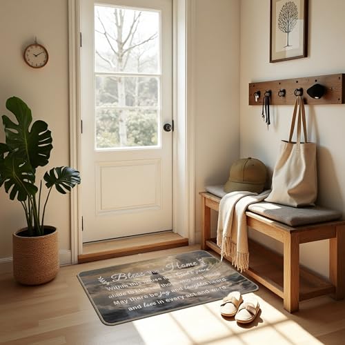 Bless This Home Decorative Indoor Outdoor Doormat,House Warming Gifts Front Door Mat 17x30 Inch Religious Decoration Welcome Mat for Home Entrance, Outside Entry, Yard, Floor, Patio(Decor 001) - color: 17 Doormat D