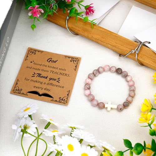 Aelciyue Teacher Appreciation Gifts for Women Thank You Birthday Xmas Valentines Day Gifts for Teachers Bracelets for Women - style: Cross