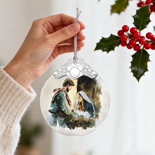 Nativity Christmas Ornament, Religious Ornament, Jesus Mary Joseph, Christian Christmas Decoration, Unique Faith Gift, Religious Gifts, Christian Gifts, Gift Idea - color: Nativity Pattern F