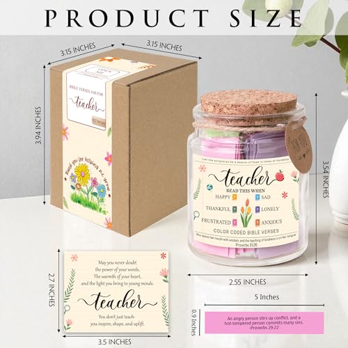 Bible Verse Jar for Teacher – 92 Color-Coded Bible Verse, Teacher Appreciation Gifts, Christian Gifts For Teachers - color: Bible Verse Jar For Teacher