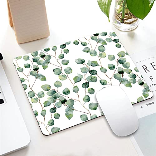 Watercolor Green Floral Leaf Eucalyptus Round Leaves Succulent Mouse Pad for Office Computers&Laptop with Designs Printed, Non-Slip Rubber Base Mousepad Gaming Mouse Pads,9.5x7.9x0.12 Inch - color: TSP234
