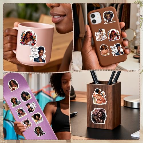 Black Girl Stickers for Women - 100 Pcs Black Women Water Bottle Stickers for Vision Board, Affirmation Waterproof Scrapbook Decals, Motivational Vinyl Sticker for Laptop Journaling - style: Black Girl Affirmation