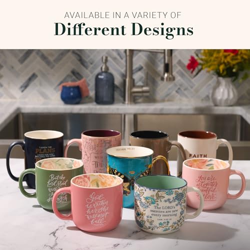 Christian Art Gifts Large Ceramic Coffee Bible Verse Mug for Women - color: All Things are Possible/Pink & Rose Gold Floral