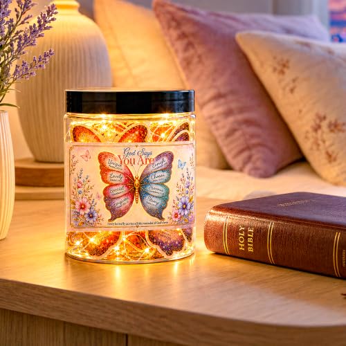 Positive Butterfly Jar with 30 Bible Verse Cards, Gifts for Christian Women - color: Butterfly