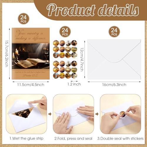 AmazingSpark 24 Pack Pastor Appreciation Cards with Envelopes, Rustic - style: Rustic
