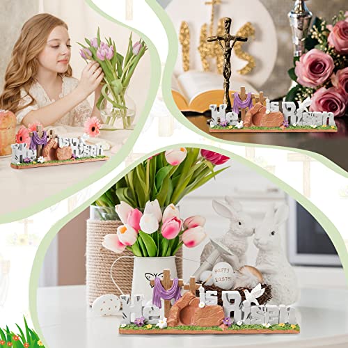 Fumete Easter Decorations He is Risen Decor Resin Religious Easter Decor Table Spring Figurines for Home Household and Office Table Decoration