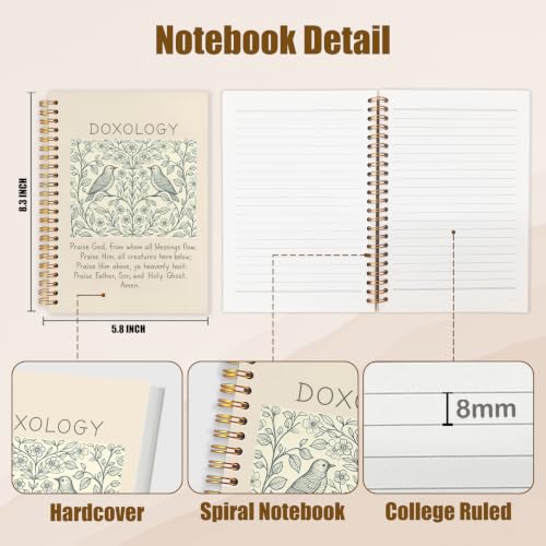 NATSUNO Christian Doxology Spiral Notebook Journal 5.5x8.3in - color: White Bible Bird