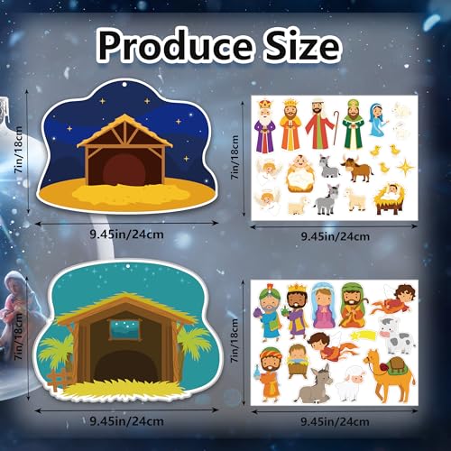 24 Sets Nativity Craft Sticker DIY Kits for Xmas Party Favors - color: Nativity
