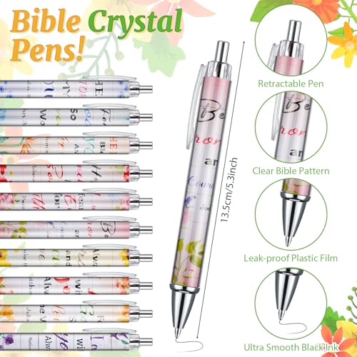 200 Pcs Christian Gift for Women Christian Accessories Include 50 Bible Verses Notebook 50 Church Bookmark 50 Ballpoint Pen Organza Bag Gift for Christmas Church Motivational (Flower) - style: Flower