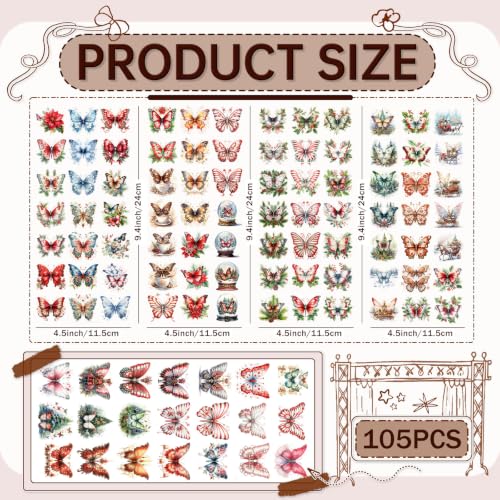 105PCS Butterfly UV DTF Stickers for Keychains