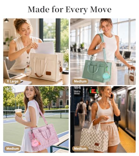 BECOJADDE Structured Canvas Tote Bag for Women, Multi-Compartment Zippered Purse for Work Bible Travel - color: Leopard Pink, size: Medium