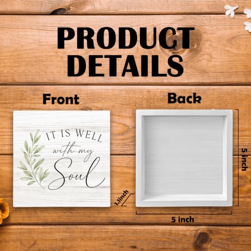 Christian It Is Well With My Soul Wood Box Sign Desk Decor 5X5 - color: My Soul