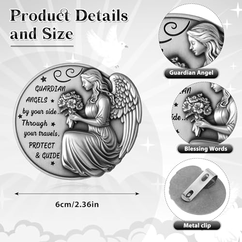 Weysat 2 Pcs Guardian Angel Sun Visor Clip for Car, Metal Angel Charm