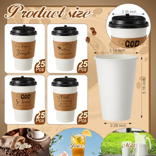 Jingmore 100 Sets 16oz Christian Coffee Cups for Church Religious Party