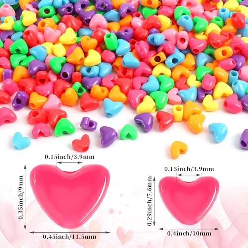 UPINS 1200 Pcs Heart Beads for Bracelets Jewelry Making Valentine Crafts - color: Multicolor Heart