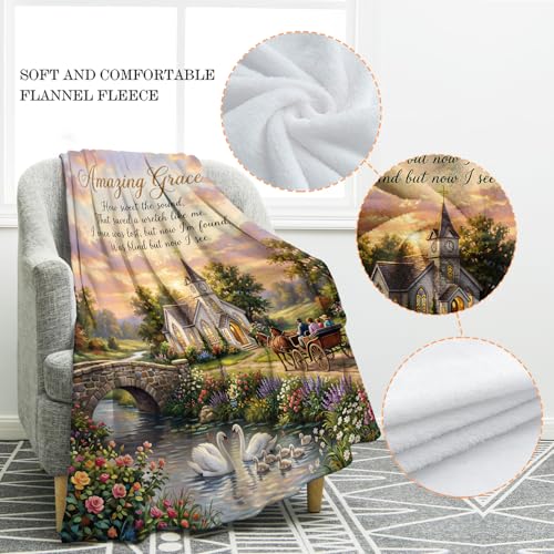 Jekeno Amazing Grace Gifts Blanket Christian Church Throw Blanket - color: Amazing Grace, size: 60x80 Inch