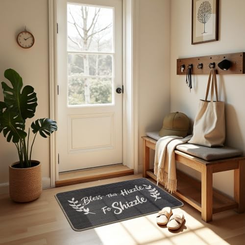 Bless This Hizzle fo Shizzle Christian Decor Doormat 17x30 Inch,Christian Gifts for Women,House Warming Gifts,House Decor,Religious Decor Welcome Mat for Home Entrance Outside Entry Yard Floor - color: 31 Doormat