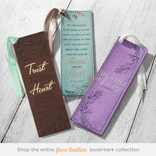 Christian Art Gifts Faux Leather Bookmark for Women: Be Still and Know - color: Purple - Be Still