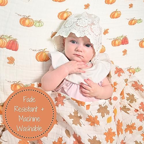 LollyBanks Muslin Swaddle Blanket, 47 x 47 in, Newborn Receiving Blanket - color: Unbe-leaf-able