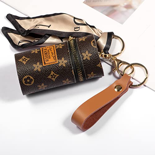 Genuine Leather Keychain for Car Home Key Ring Strap Holder Lanyard Women Men - color: Brown