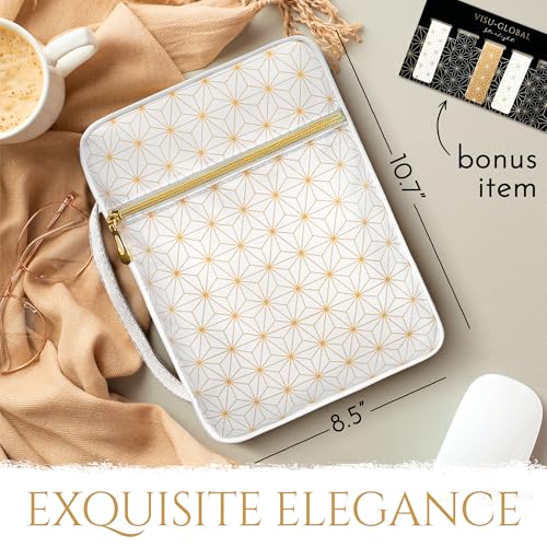 Bible Cover, Calming Theme, Bible Case for Women & Girls, White Gold, Medium - color: White Gold