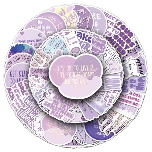50PCS Purple Motivational Stickers, Inspirational Positive Affirmation Vinyl Decals, Waterproof Aesthetic Quote Stickers for Water Bottle, Laptop, Scrapbook, Skateboard, Luggage, Journal, Teens Girls, - color: Purple Motivational Stickers-3
