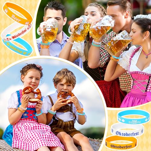 JUNEBRUSHS 42pcs Oktoberfest Party Favors Silicone Bracelets Bavarian Decor - style: Oktoberfest Style