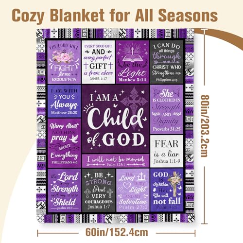Christian Gifts for Women Blanket Religious Prayer Blankets for Women Girls I AM a Child of God Blanket Birthday Inspirational Catholic Spiritual Gifts Faith Based Gift for Teen Girl(60X80 Inch) - color: Christian, size: 60X80 Inch