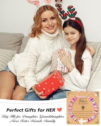 Cute Cross Bracelet Teen Girl Gifts Trendy Stuff Christian Gifts for Kids/Girls/Boys/Teens/Women Jewelry Colorful Jesus Bracelets Christmas Religious Communion Baptism Confirmation Gifts - color: 1-Bless Girl