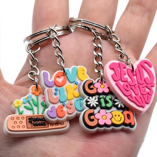 Papacharms 50PCS Jesus Keychains Christian Key Chain Cross Keychain for Christian Gift