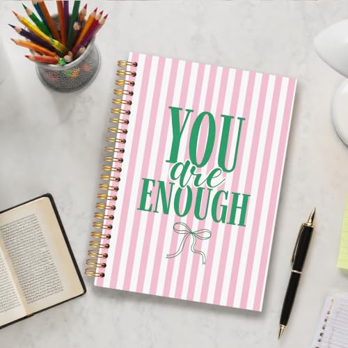 Coquette Preppy Pink and Green Notebook for Women 5.5x8.3 - color: Preppy