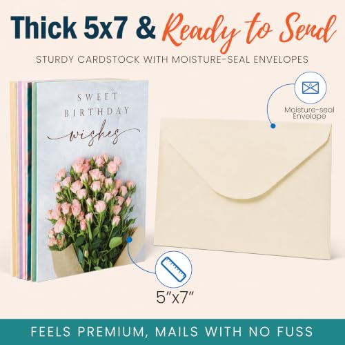 5x7 Inch, 20 Pack Assorted Happy Birthday Cards Bulk Boxed Set