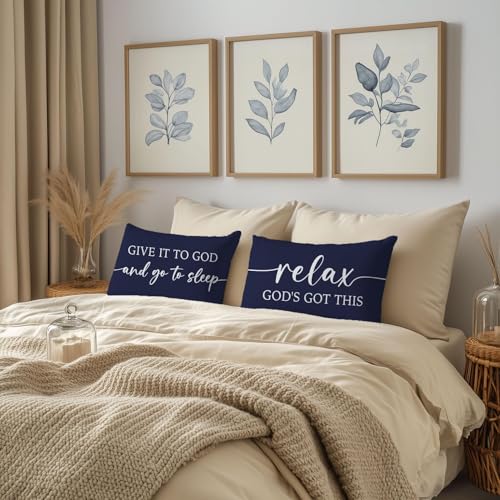 Christian Pillow Covers 12x20 for Bed Set of 2 – Navy Blue - color: Navy Blue
