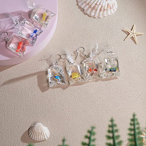 Funny Cute Animal Fish Earrings - Goldfish Water Bag Shape Dangle Hook Colorful Tiny Goldfish Bag Earrings Punk Personalized Charm Accessories Jewelry for Women