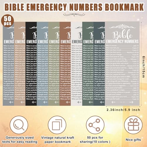 Sinload 50 Set Christian Gift Bulk Bible Emergency Numbers Bookmark with Silicone Keychains Scripture Quote Pen Religious Study Supplies for Church Bible Study Group (Boho Color) - color: Boho Color