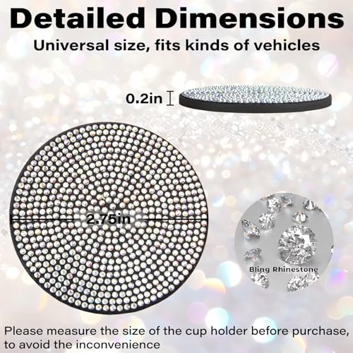 BFXM 4 PCS Bling Cup Holder Coaster, 2.75“ Silicone Diamond Car Coasters - color: Colorful*4