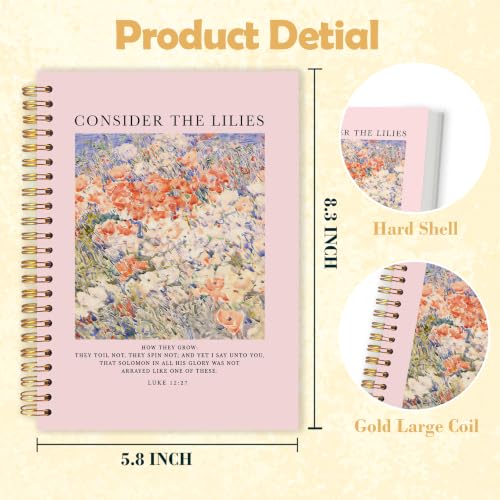OJMFHEGEE Christian Consider The Pink Floral Spiral Notebook 5.5x8.3 in - color: Bible 3