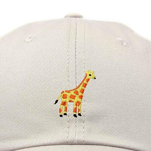 DALIX Giraffe Embroidered Dad Hat Cotton Baseball Cap Women - color: Beige
